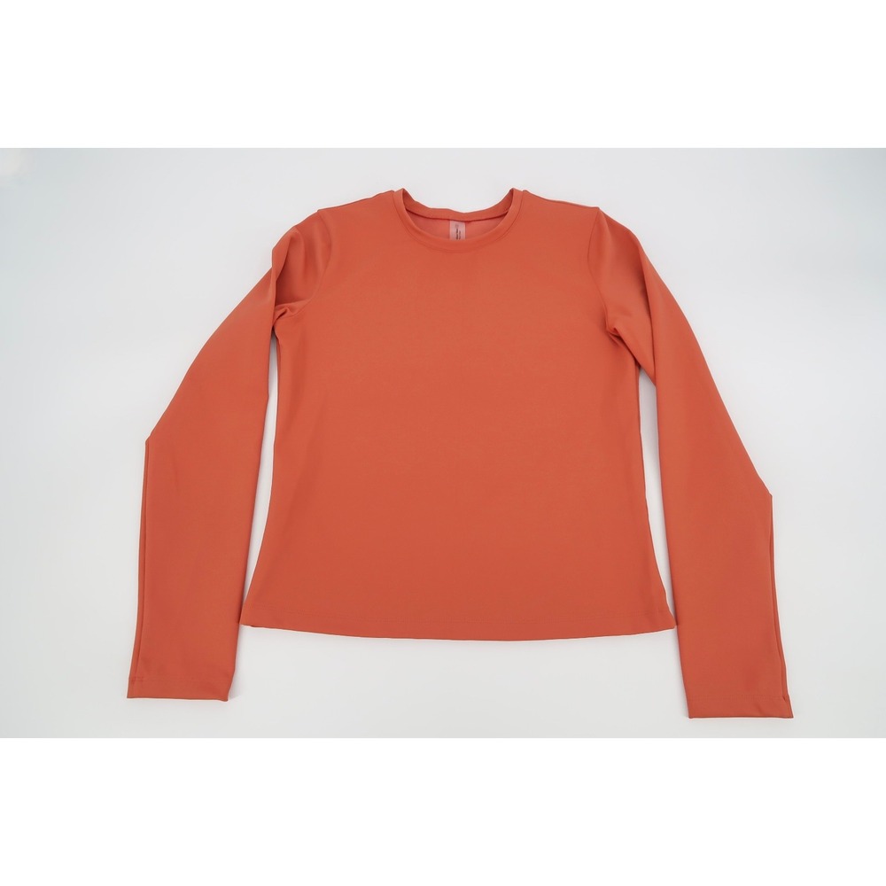 Outdoor Voices Womens Small FrostKnit Long Sleeve Shirt Orange Nylon Performance